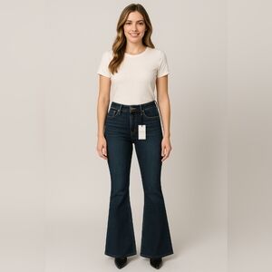 Elegant Dark Blue Flare Jeans